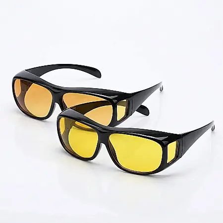 Auto - Set 2 Perechi Ochelari Condus HD Vision – Zi și Noapte, Protecție UV, Lentile High Definition, Reducere Oboseală și Claritate Sporită, Design Unisex