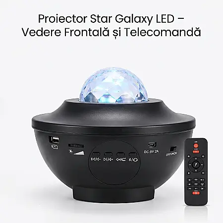 Gadgeturi - Proiector Star Galaxy LED cu Bluetooth, 14 Culori, 28 Moduri Luminoase, Telecomandă și Timer