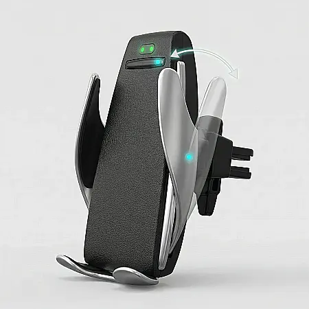 Auto - Încărcător Auto Wireless FAST CHARGE cu Senzor – Suport Telefon cu Prindere Automată, 10W, Senzor Infraroșu Inteligent, Compatibilitate Universală, Fixare pe Grila de Ventilație
