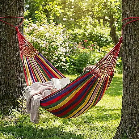 Casă & Grădină - Hamac din Bumbac 190×80 CM – Relaxare Confortabilă, Rezistență 150 KG