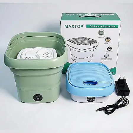 Casă & Grădină - Mini Mașină de Spălat Rufe Portabilă și Pliabilă – 9L, Capacitate 2kg, Tehnologie Turbină cu Ultrasunete, Funcție Stoarcere și Drenaj Automat, Ideală pentru Lenjerie, Haine Copii și Călătorii