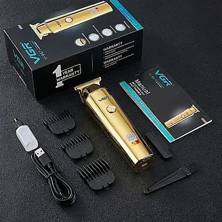 Electronice - Aparat de Tuns Profesional VGR-947 Gold Edition – Autonomie Record 500 Min, Baterie 2000 mAh, 4 Piepteni de Ghidaj și Design Luxos: Stil, Precizie și Performanță la Tine Acasă