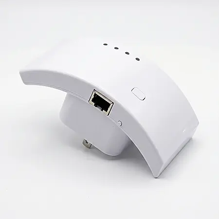 Gadgeturi - Amplificator WiFi cu Priză - Dublează Semnalul Wireless, 300 Mbps, 2.4 GHz, 2 Antene Ceramice de Înaltă Performanță, Instalare Rapidă și Securitate WPA2
