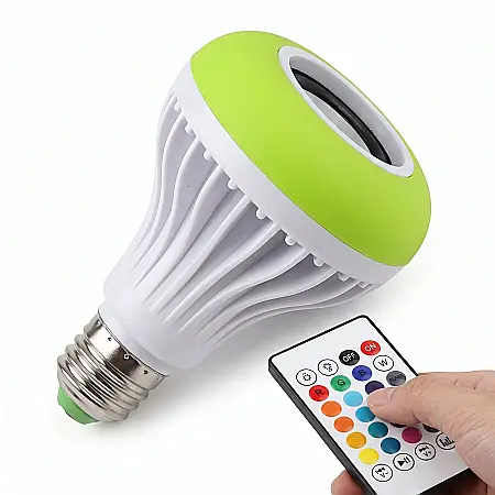 Iluminat - Bec LED Disco E27 cu Boxă Bluetooth 3W, Telecomandă RGB cu 13 Culori și 4 Jocuri de Lumini, Putere 12W, Alimentare 220V, Ideal pentru Petreceri și Evenimente