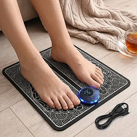 Electronice - Covor Masaj Picioare cu Electrostimulare EMS – 19 Niveluri de Intensitate, 6 Moduri de Masaj, Tehnologie de Stimulare a Acupuncturii și Design Portabil: Relaxare Profundă, Tonifiere și Revitalizarea C