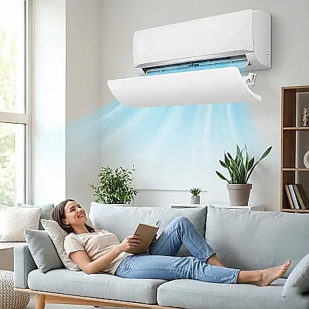Casă & Grădină - Deflector Aer Condiționat Reglabil – Distribuție Uniformă a Aerului, Lățime Maximă 108 cm, Elimină Curenții Reci Directi, Material PP Durabil și Design Elegant: Confort Termic și Protecție pentru Sănă