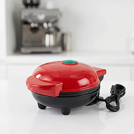 Bucătărie - Mini Aparat de Făcut Vafe – 10 cm Diametru, Suprafață Antiaderentă, Protecție Supraîncălzire, Indicator LED, Design Compact, Rapid și Ușor de Folosit, Ideal pentru Familie și Cadouri