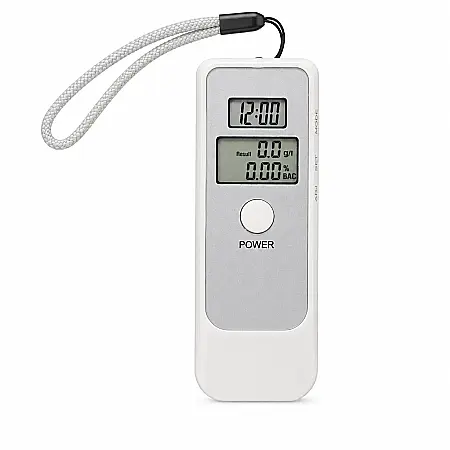 Gadgeturi - Tester Digital de Alcoolemie AT002, cu Ecran LCD, Avertizare Sonoră, Ceas, Cronometru și Termometru