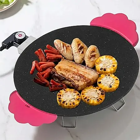 Grătar Electric Coreean SIKS cu Plită Japoneză Antiaderentă, 27,5 cm – Gătire Sănătoasă Fără Ulei, Aluminiu Premium, Uniformizare Căldură și Design Modern: Experiența Culinara Asiatică Direct în Casa  [3]