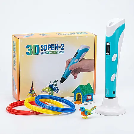 Gadgeturi - Creion 3D Pen V2 cu 3 Rezerve – Design Ergonomic, Display Temperatură, Compatibil ABS și PLA, Distracție Creativă pentru Copii și Adulți