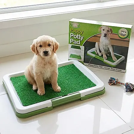 Animale - Toaletă Portabilă Potty Pad pentru Câini și Pisici – Sistem Inteligent cu 3 Straturi, Gazon Artificial Antibacterian, Grătar de Separare și Tavă Colectoare: Soluția Ideală de Igienă Interioară pentru 