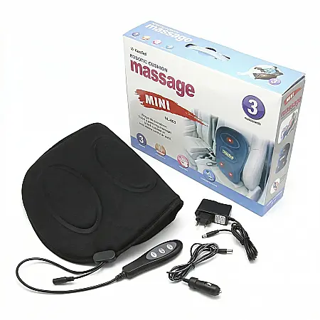 Mini Husă Auto cu Masaj KlaussTech – 3 Zone de Masaj (Spate, Lombar, Coapse), Funcție de Încălzire, Telecomandă Inclusă, Design Compact și Pliabil, Ideală pentru Mașină și Birou, Negru [1]