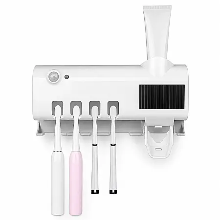 Gadgeturi - Sterilizator UV pentru Periuțe de Dinți, Suport 4 Periuțe, Dozator Pastă și Încărcare USB