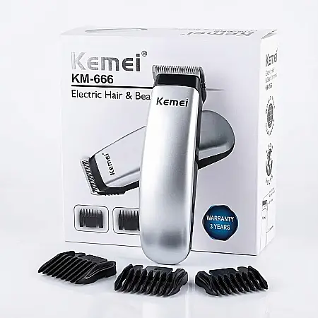 îngrijire feminină - Mini Mașină de Tuns Kemei KM 666 – Lama 0 mm din Oțel Inoxidabil, 3 Piepteni Ghidaj, Design Portabil și Ergonomic, Motor Silențios sub 60 dB: Precizie Profesională pentru Tuns, Contur și Detalii, Oriu