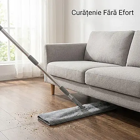 Casă & Grădină - Mop Subțire pentru Spații Înguste cu Coadă Telescopică – Cap Flexibil, Lavetă Microfibră Detașabilă și Reutilizabilă, Tijă Aluminiu Reglabilă 63–93.5 cm: Curățenie Impecabilă sub Mobilă și în Colțuri 