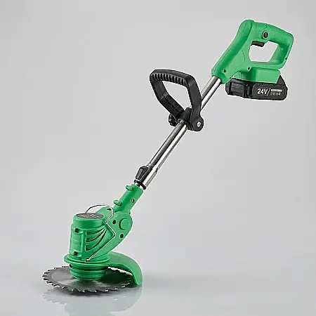 Unelte - Motocoasă Electrică Portabilă cu Acumulator Li-Ion – 150 mm, 8500 RPM, Sistem 2-în-1 cu Lamă și Fir, Greutate 1.2 kg și Unghi Reglabil: Soluția Ultra-Ușoară pentru un Gazon Impecabil și Borduri Perfec