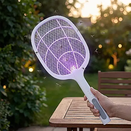Gadgeturi - Paletă Electrică Anti-Insecte Reîncărcabilă USB – Design cu 3 Straturi pentru Siguranță, Protecție Ecologică Fără Chimicale și Dimensiuni 50 x 21 cm: Soluția Rapidă și Eficientă împotriva Muștelor și 