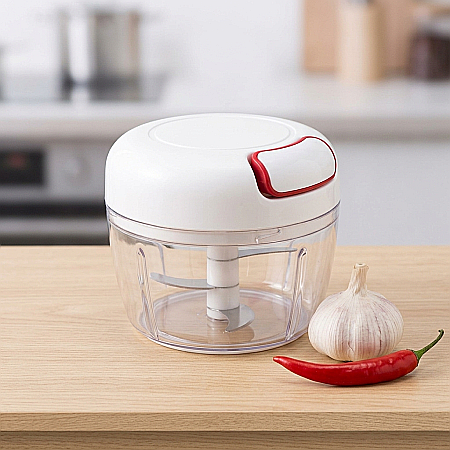 Bucătărie - Tocător Manual pentru Legume Food Chopper – Cu Lame din Oțel Inoxidabil, Acționare cu Sfoară, Recipient 500 ml, Compact și Ușor de Curățat, Ideal pentru Usturoi, Ceapă, Fructe și Carne de Pui