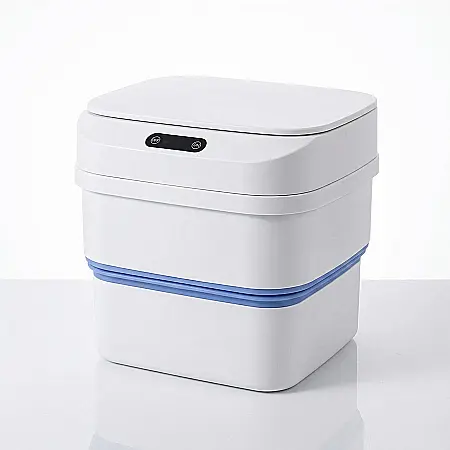 Casă & Grădină - Coș de Gunoi Smart Pliabil cu Deschidere Fără Atingere – Senzor de Mișcare, Capac Automat, Material Plastic Premium și Silicon, Ideal pentru Birou, Bucătărie și Spații Înguste