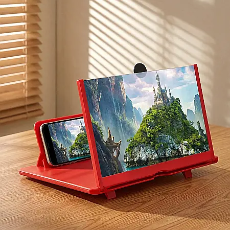 Gadgeturi - Ecran Lupa 3D pentru Smartphone – Amplificator de Imagine 3-4X, Protecție Ochi, Portabil și Ușor, Fără Cabluri, Ideal pentru Filme și Jocuri, 220x180x9 mm