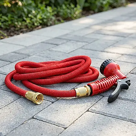 Casă & Grădină - Furtun de Grădină Extensibil – Pistol Stropit cu 7 Jeturi Reglabile, Rezistent la Încurcături, Conectori Metalici Premium
