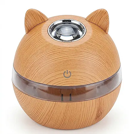Casă & Grădină - Umidificator Aer cu Aromaterapie NYTRO Wood 3 – 300 ml, Silențios, LED, Compatibil Ulei Esențial, Design Light Brown, Ideal pentru Acasă și Birou