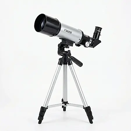Gadgeturi - Telescop Astronomic Profesional 360 mm – Lentilă 50 mm, Prisme 90°, Oculare H20mm & H6mm, Trepied Aluminiu 38 cm, Portabil, Ideal pentru Începători și Observații Lunare, Argintiu