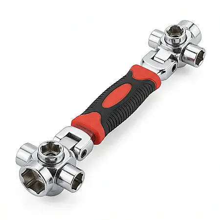 Unelte - Cheie Universală Multifuncțională 48 în 1 – Torx, Spline, Pătrat, Unghi Reglabil 45°, Cap Rotativ 360°, Oțel Carbon, Ideală pentru Auto, Casă și Bricolaj