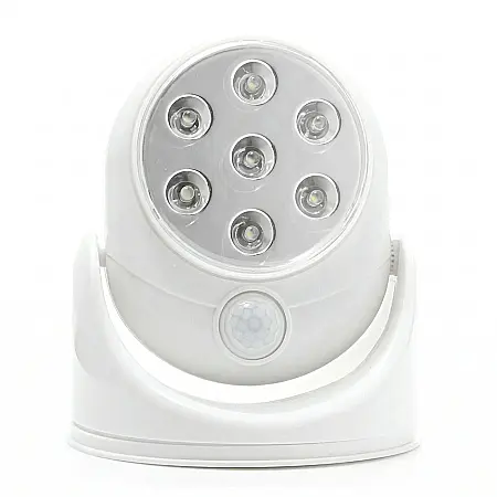 Iluminat - Bec cu Senzor de Mișcare fără Fir Light Angel – 7 LED-uri Ultra-Luminoase, Rotativ 360°, Rezistent la Intemperii, Pentru Interior și Exterior, Ideal pentru Scări, Terase, Grădini, Balcoane