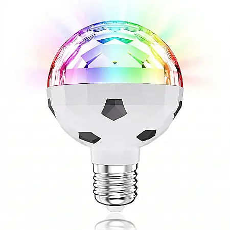 Iluminat - Bec LED E27 Rotativ cu Lumină Ambientală RGB – 6W, Schimbare Culoare, Control Ușor, Iluminat Decorativ pentru Interior