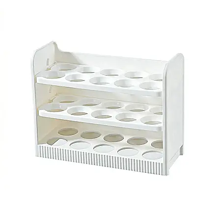 Bucătărie - Container pentru Ouă 30 Bucăți – Plastic Alb, Capacitate 30 Ouă, Dimensiuni 25 x 19.5 x 9.8 cm, Organizare și Depozitare Sigură, Ideal pentru Bucătărie sau Frigider