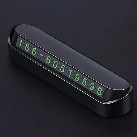 Auto - Afișaj Număr Telefon pentru Bord Auto – Design Autoadeziv, Rezistent și Durabil, Instalare Simplă, Vizibilitate În Parcări, Negru, Dimensiuni 130 x 33,3 x 15,6 mm