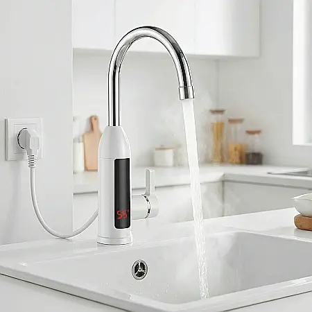 Electronice - Robinet Electric Instant pentru Chiuvetă – Încălzire Rapidă a Apei, Afișaj LCD Temperatură, Montaj Simplu, Design Modern, 220V