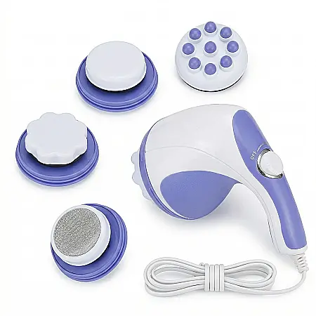 îngrijire feminină - Aparat Vibromasaj și Tonifiere cu 4 Capete Interșanjabile – Remodelare Siluetă, Eliminare Celulită, Masaj Relaxant și Antistres, 2500 RPM, Eficient pentru Abdomen, Picioare, Gât și Spate