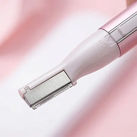 îngrijire feminină - Mini Epilator Electric și Aparat de Tuns Sprâncene Skysuper Groomer NS-668 – 2 Capete Interschimbabile, Reîncărcabil USB, Cap Lavabil, Design Portabil, Alb/Roz