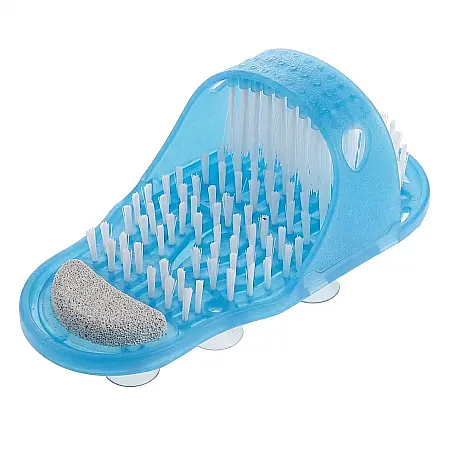 îngrijire feminină - Papuc de Baie cu Ventuze și Perii pentru Masaj Easy Feet – Curățare, Relaxare și Exfoliere fără Efort, Piatră Ponce Integrată pentru Călcâie, Design Anti-alunecare, Albastru
