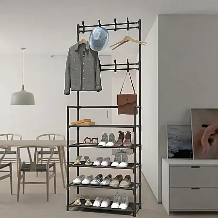 Casă & Grădină - Suport pentru Pantofi cu 4 sau 5 Straturi – Raft Organizator Metalic 60x30x154 cm / 60x30x171 cm, Structură Stabilă, Montaj Rapid, Ideal pentru Hol, Dormitor sau Dressing