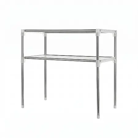 Casă & Grădină - Raft Multifuncțional pentru Birou, Baie și Bucătărie – 2 Niveluri, Oțel Inoxidabil și Accesorii Plastic, Stabil și Rezistent, Modular și Extensibil, 50 x 56 cm