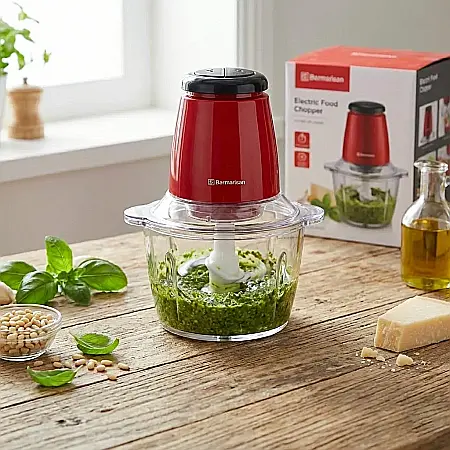 Tocător Electric pentru Carne și Legume – Putere 250W, 4 Lame Inox, 2 Viteze, Bol Sticlă 2L și Motor Silențios din Cupru: Eficiență Profesională, Rapiditate și Igienă Maximă în Bucătăria Ta [1]