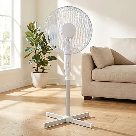 Ventilator cu Picior FS40-01 – Diametru 41 cm, Putere 45W, 3 Trepte de Viteză, Oscilație 75° și Plasă de Protecție: Răcorire Eficientă, Stabilitate și Confort Termic pentru Acasă sau Birou [1]