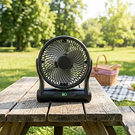 Ventilator Electric Fără Fir de Exterior – Versiuni 6”/8”, Motor de Mare Viteză, 2 Trepte de Ventilație, Acumulator 1500 mAh și Suport de Încărcare: Răcorire Portabilă și Libertate Totală Oriunde te-a [1]