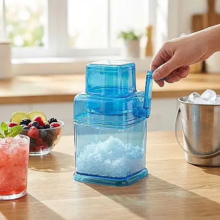 Răzătoare Manuală pentru Gheață – Zdrobitor Profesional pentru Cocktailuri, Smoothie-uri și Deserturi, Lame din Inox Durabile, Sistem cu Manivelă și Design Compact Portabil: Răcorire Instantanee și Ef [1]