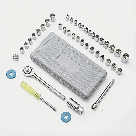 Trusă Chei Tubulare Profesională 40 Piese – Clichet Reversibil 3/8", Unități Metric și SAE, Soclu pentru Bujii și Cutie de Depozitare: Precizie și Performanță pentru Mecanică și Bricolaj [1]