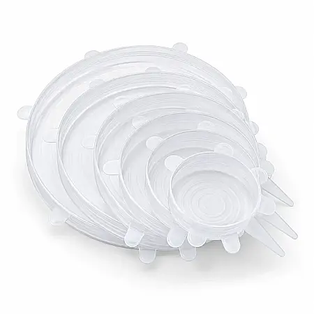 Set 6 Capace Reutilizabile din Silicon Alimentar, Extensibile, pentru Borcane, Boluri și Recipiente [1]