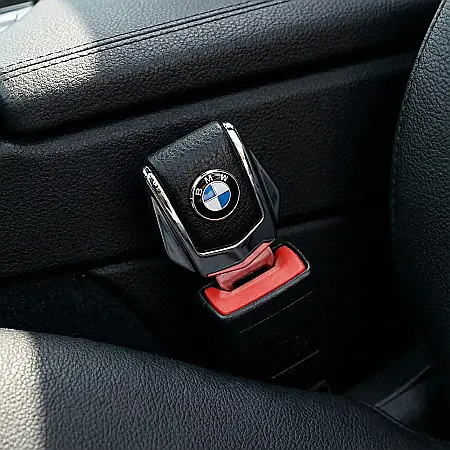 Auto - Set 2 Adaptoare Centură Siguranță Auto M1089 – Cataramă Falsă Compatibil BMW, Eliminator Avertizare Sonoră, Design Chrome, Metal & Plastic Rezistent
