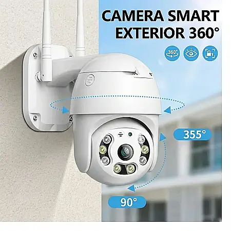 Cameră de Supraveghere Video Exterioară WiFi 4K – IP66 Rezistentă la Apă, Viziune Nocturnă Panoramică 360°, Audio Bidirecțional și Urmărire Mișcare Inteligentă [3]
