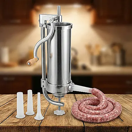 Mașină de Fabricat Cârnați Verticală 2,5 kg – Inox Premium, 4 Pâlnii Interschimbabile și Disc de Etanșare: Preparate Tradiționale Impecabile la Tine Acasă [2]