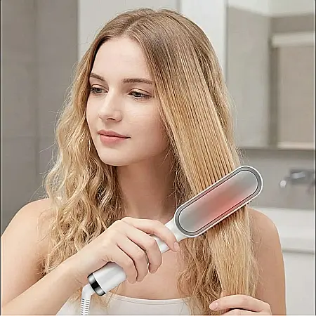 Perie Electrică UBX pentru Îndreptat Părul – 45W, Înveliș Ceramic, 5 Trepte de Temperatură cu LED și Tehnologie Anti-Arsură, Alb [1]