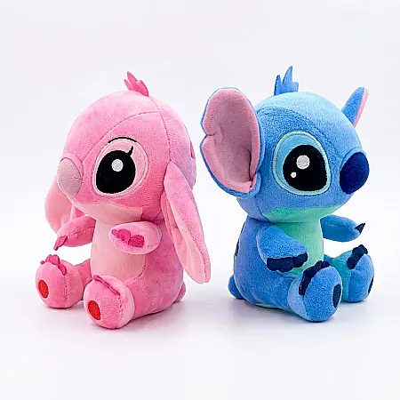 Set 2 Jucării de Plus Lilo și Stitch, 20 cm, Plușuri Moi Albastru și Roz pentru Copii [3]