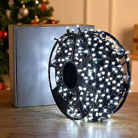 Pachet 4x Instalație de Crăciun Liniară Model 6027 – Total 400 m, 4000 LED-uri Alb Rece, Funcție Flash și Rezistență la Apă: Decor Festiv Monumental pentru Casă și Afaceri [1]